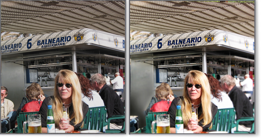 Schnappschuss im Urlaub mit fremden Menschen am Ballermann Reisegruppe Bild original und
nachbearbeitet