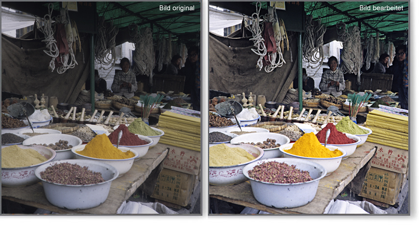 Gewürze auf dem Markt in China Gewürze Bild original und
nachbearbeitet